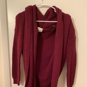 Burgundy Cotton knit cardigan.